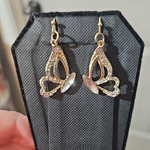 Handmade Gold and Silver Crystal Butterfly Earrings